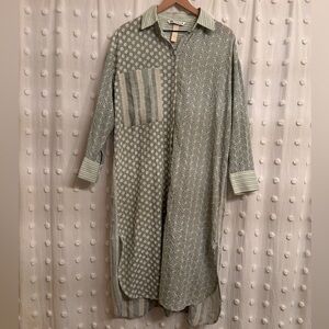 Zara Embroidered Eyelet Patchwork Oversized Shirt Dress | 100% Cotton